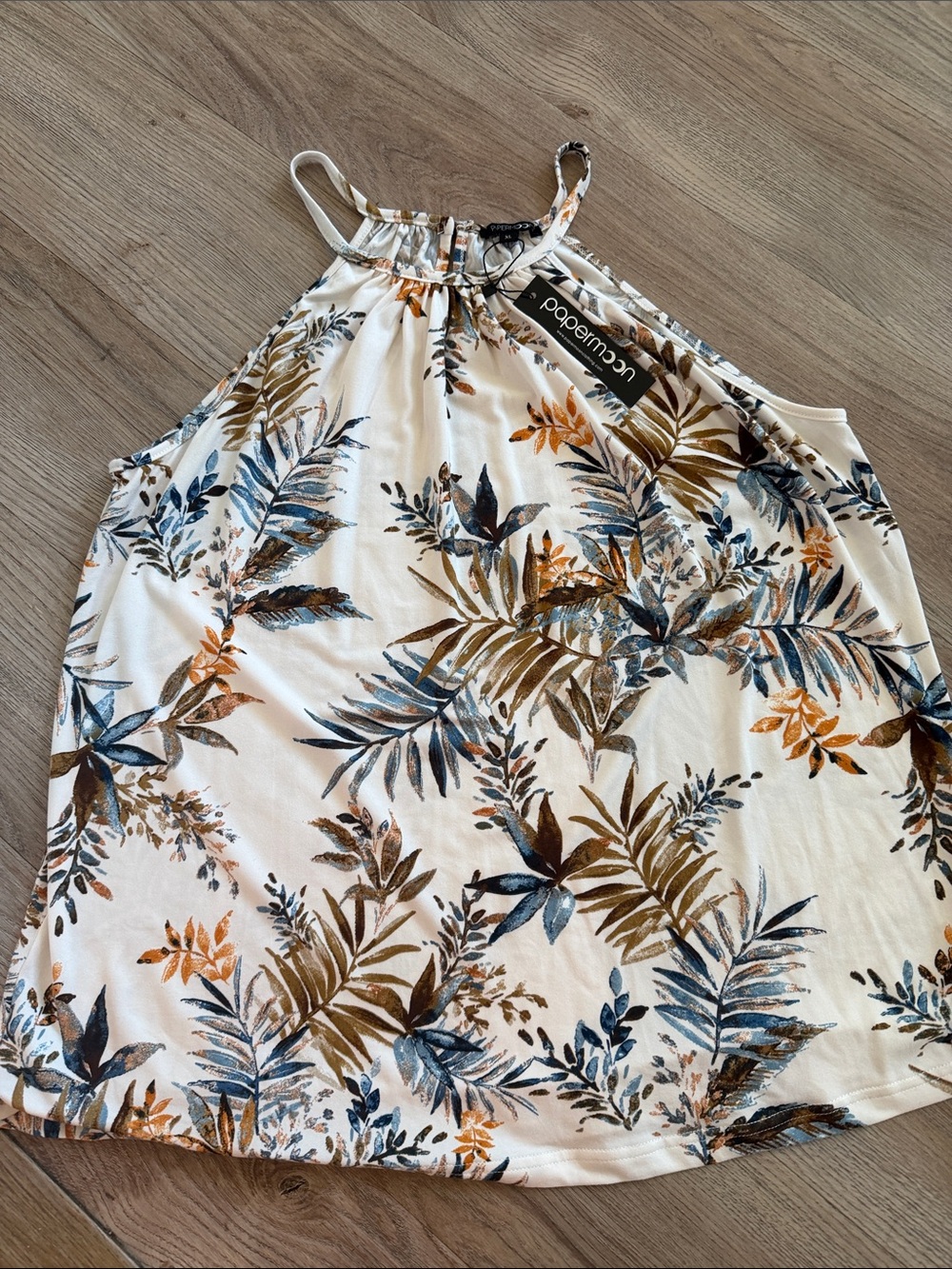 Sleeveless Floral Summer tank in Cream and Brown